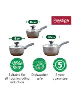 Prestige Earth Pan 3-Piece Saucepan Set With Lids -FurniHaven Shop RWYDP SQ6 0000000005 GREY SLd4