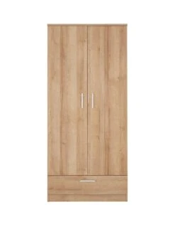Everyday Panama 2 Door, 1 Drawer Wardrobe - FSC® Certified -FurniHaven Shop T3XDH SQ2 0000000006 OAK SLf