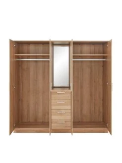 Everyday Panama 4 Door, 4 Drawer Combi Fitment Wardrobe With Mirror - FSC® Certified -FurniHaven Shop T3XMY SQ4 0000000006 OAK SLd