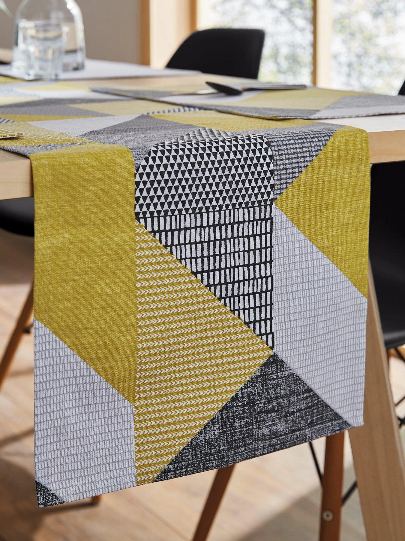 Catherine Lansfield Larrson Ochre Table Runner 4 Catherine Lansfield Larrson Ochre Table Runner - Image 2