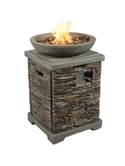Teamson Home Gas Fire Pit Stone With Lava Rock -FurniHaven Shop TM7FJ SQ3 0000000088 NO COLOR SLd1