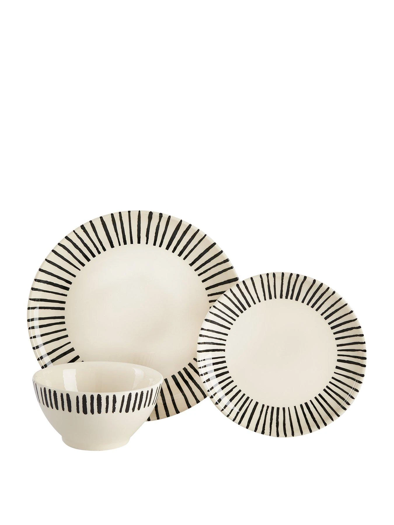 Very Home Mono Dash 12 Piece Dinner Set - Monochrome 3 Very Home Mono Dash 12 Piece Dinner Set - Monochrome