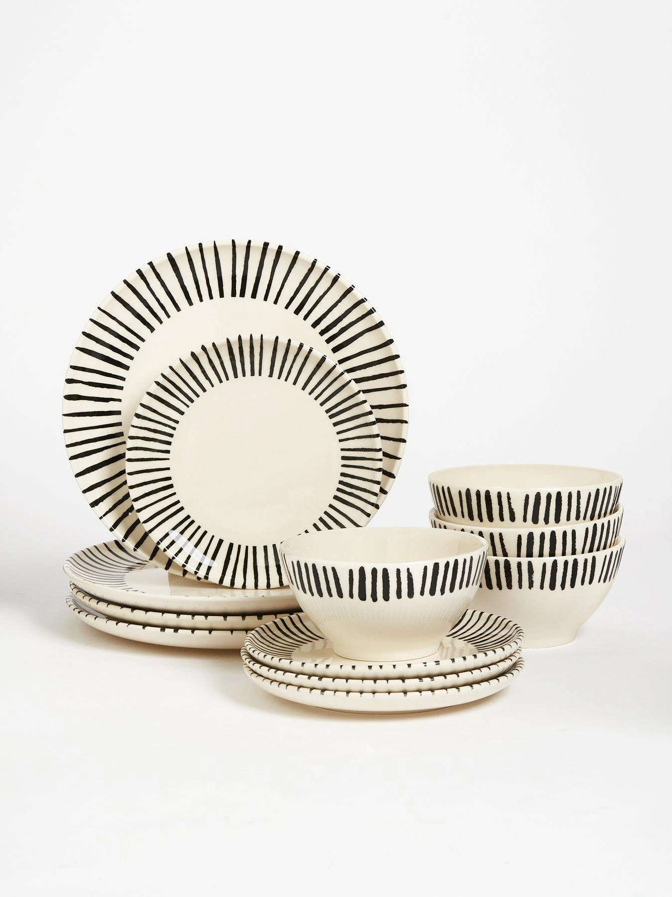 Very Home Mono Dash 12 Piece Dinner Set - Monochrome 5 Very Home Mono Dash 12 Piece Dinner Set - Monochrome - Image 3