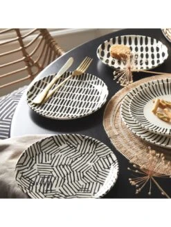 Very Home Mono Dash 4 Piece Side Plate Set - Monochrome -FurniHaven Shop TQACH SQ2 0000000830 MONOCHROME SLd