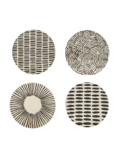 Very Home Mono Dash 4 Piece Side Plate Set - Monochrome -FurniHaven Shop TQACH SQ4 0000000830 MONOCHROME SLd2