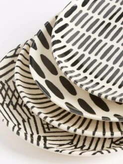 Very Home Mono Dash 4 Piece Side Plate Set - Monochrome -FurniHaven Shop TQACH SQ5 0000000830 MONOCHROME SLd3