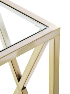 Very Home Christie Glass Top Bar Table - Brass -FurniHaven Shop TQD9F SQ3 0000000651 BRASS SLd