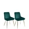 Very Home Pair Of Alisha Standard Brass Legged Dining Chairs - Green/Brass -FurniHaven Shop TQM4V SQ1 0000014363 GREEN BRASS SLf