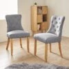 Very Home Warwick Chenille Pair Of Standard Dining Chairs - Grey/Oak Effect - FSC® Certified 2 Very Home Warwick Chenille Pair Of Standard Dining Chairs - Grey/Oak Effect - FSC® Certified -FurniHaven Shop TTH7M SQ1 0000000311 GREY OAK RSr