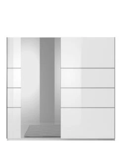 Very Home Beta 2 Door Gloss Sliding Mirrored Wardrobe - FSC® Certified -FurniHaven Shop TUNNR SQ2 0000000013 WHITE SLf