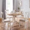 Julian Bowen Davenport 106 Cm Round Pedestal Table - Ivory/Oak -FurniHaven Shop TVAHT SQ1 0000000565 IVORY OAK RSr