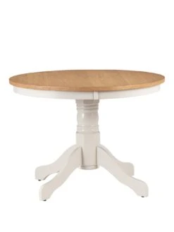 Julian Bowen Davenport 106 Cm Round Pedestal Table - Ivory/Oak -FurniHaven Shop TVAHT SQ2 0000000565 IVORY OAK SLf