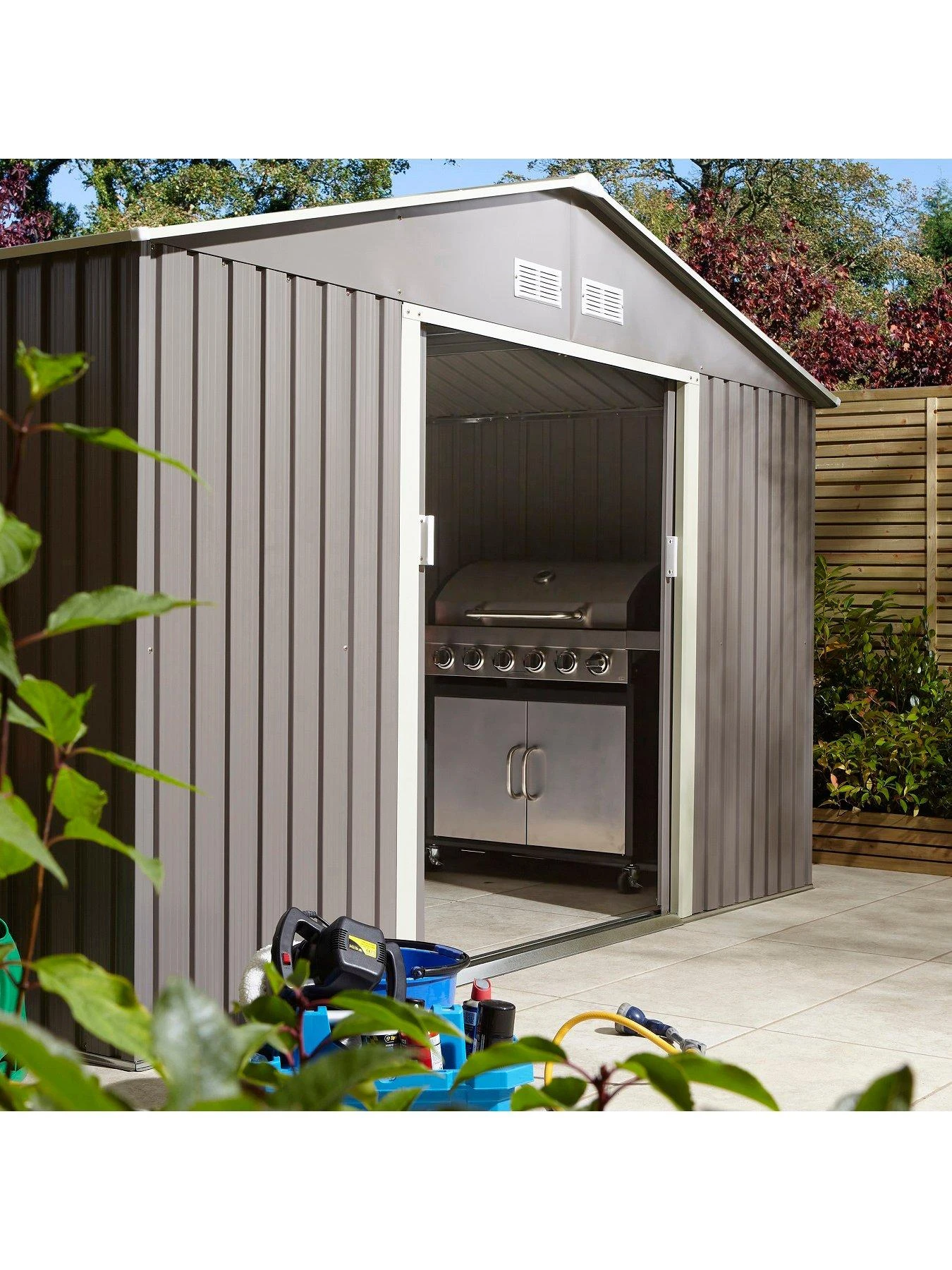 Rowlinson Trentvale 10 X 8ft Metal Apex Shed - Light Grey 4 Rowlinson Trentvale 10 X 8ft Metal Apex Shed - Light Grey - Image 2