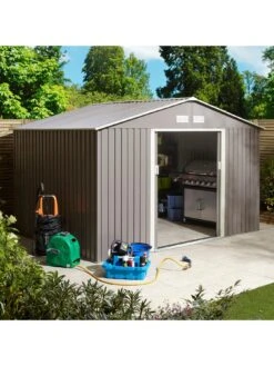 Rowlinson Trentvale 10 X 8ft Metal Apex Shed - Light Grey 12 Rowlinson Trentvale 10 X 8ft Metal Apex Shed - Light Grey -FurniHaven Shop TVNFX SQ5 0000000088 NO COLOR SLd3