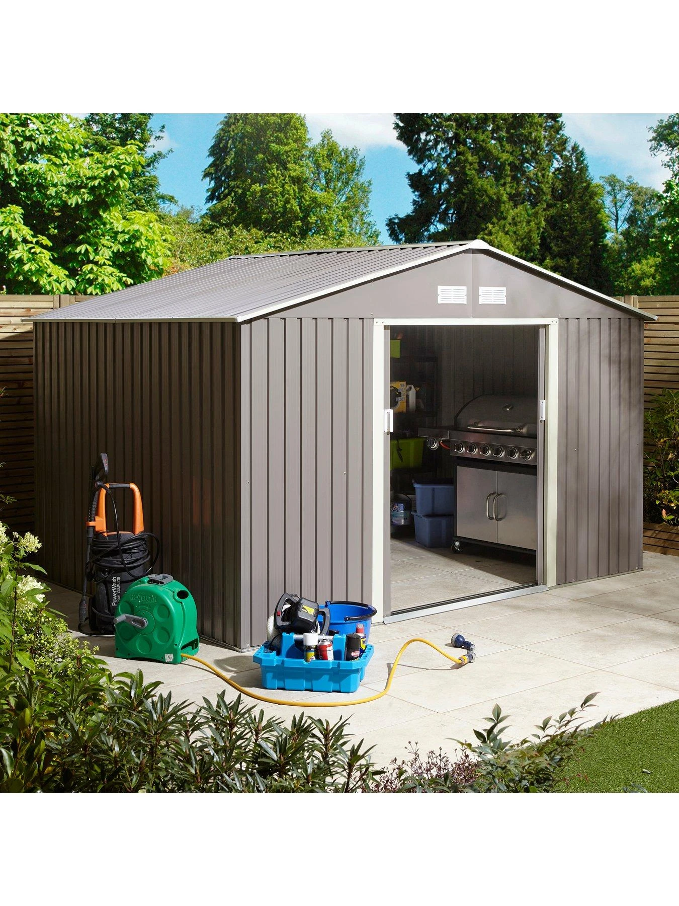 Rowlinson Trentvale 10 X 8ft Metal Apex Shed - Light Grey 7 Rowlinson Trentvale 10 X 8ft Metal Apex Shed - Light Grey - Image 5