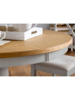 Julian Bowen Davenport 106 Cm Round Pedestal Table - Grey/Oak -FurniHaven Shop TX3YV SQ4 0000000311 GREY OAK SLd