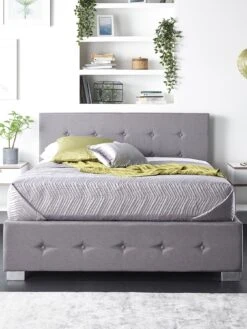 Aspire Linen Side Opening Ottoman Bed -FurniHaven Shop U4A7X SQ3 0000016413 GREY LINEN SLd
