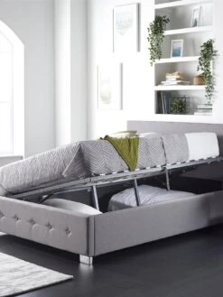 Aspire Linen Side Opening Ottoman Bed -FurniHaven Shop U4A7X SQ4 0000016413 GREY LINEN SLd1