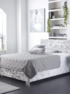 Aspire Crushed Velvet Side Opening Ottoman Storage Bed Bed -FurniHaven Shop U4ACR SQ2 0000016414 STEEL CRUSHED VELVET RSr