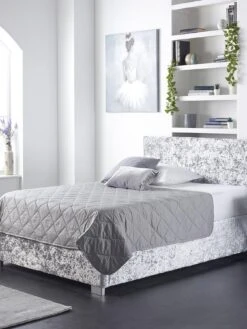 Aspire Crushed Velvet Side Opening Ottoman Storage Bed Bed -FurniHaven Shop U4ACR SQ7 0000016414 STEEL CRUSHED VELVET DGy