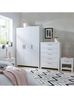 Very Home Rio 4 Piece Package Deal - 3 Door Wardrobe, 5 Drawer Chest And 2 Bedside Chests -FurniHaven Shop UCDXG SQ2 0000000013 WHITE RSr