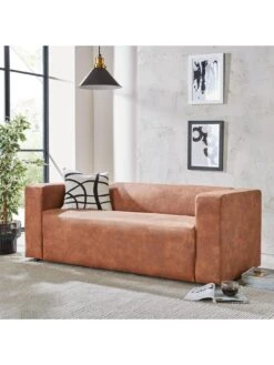 Very Home Clarkson Faux Leather 3 Seater Sofa - FSC® Certified -FurniHaven Shop UENHG SQ2 0000000465 CHESTNUT RSr