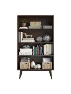 Novogratz Brittany 4 Shelf Bookcase - Walnut -FurniHaven Shop UFRRD SQ2 0000000007 WALNUT RSr