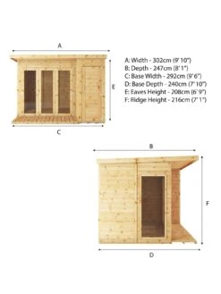 MERCIA 10 X 8 Premium Garden Room Summerhouse With Side Shed - FSC® Certified -FurniHaven Shop UJHHC SQ5 0000000099 N A SLd3