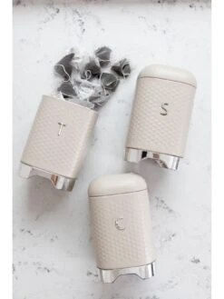 KitchenCraft Lovello Tea, Coffee And Sugar Storage Canisters - Latte  -FurniHaven Shop ULFY9 SQ3 0000000184 LATTE SLd1