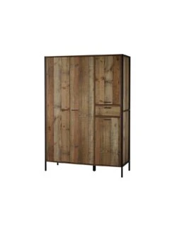 LPD Furniture Hoxton 4 Door, 1 Drawer Wardrobe -FurniHaven Shop UM3A3 SQ4 0000004181 OAK BLACK SLd