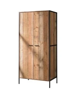 LPD Furniture Hoxton 2 Door Wardrobe -FurniHaven Shop UM3A4 SQ2 0000004181 OAK BLACK SLf