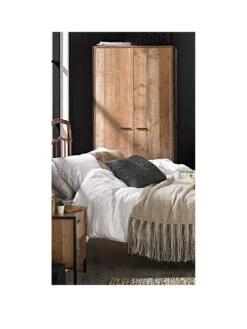 LPD Furniture Hoxton 2 Door Wardrobe -FurniHaven Shop UM3A4 SQ3 0000004181 OAK BLACK SLa