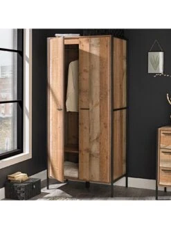 LPD Furniture Hoxton 2 Door Wardrobe -FurniHaven Shop UM3A4 SQ4 0000004181 OAK BLACK SLd