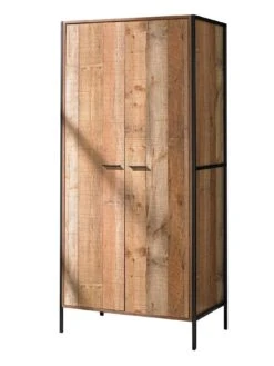 LPD Furniture Hoxton 2 Door Wardrobe -FurniHaven Shop UM3A4 SQ5 0000004181 OAK BLACK SLd1