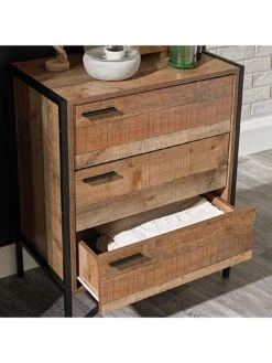 LPD Furniture Hoxton 3 Drawer Chest -FurniHaven Shop UM3AE SQ5 0000004181 OAK BLACK SLd1