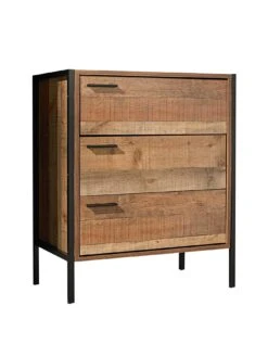 LPD Furniture Hoxton 3 Drawer Chest -FurniHaven Shop UM3AE SQ6 0000004181 OAK BLACK SLd2