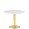 Julian Bowen Palermo 100 Cm Round Pedestal Dining Table - White Marble/Gold -FurniHaven Shop UPPUD SQ1 0000000013 WHITE SLf