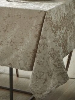 Catherine Lansfield Crushed Velvet Tablecloth In Natural -FurniHaven Shop UQ95D SQ3 0000000003 NATURAL SLd1