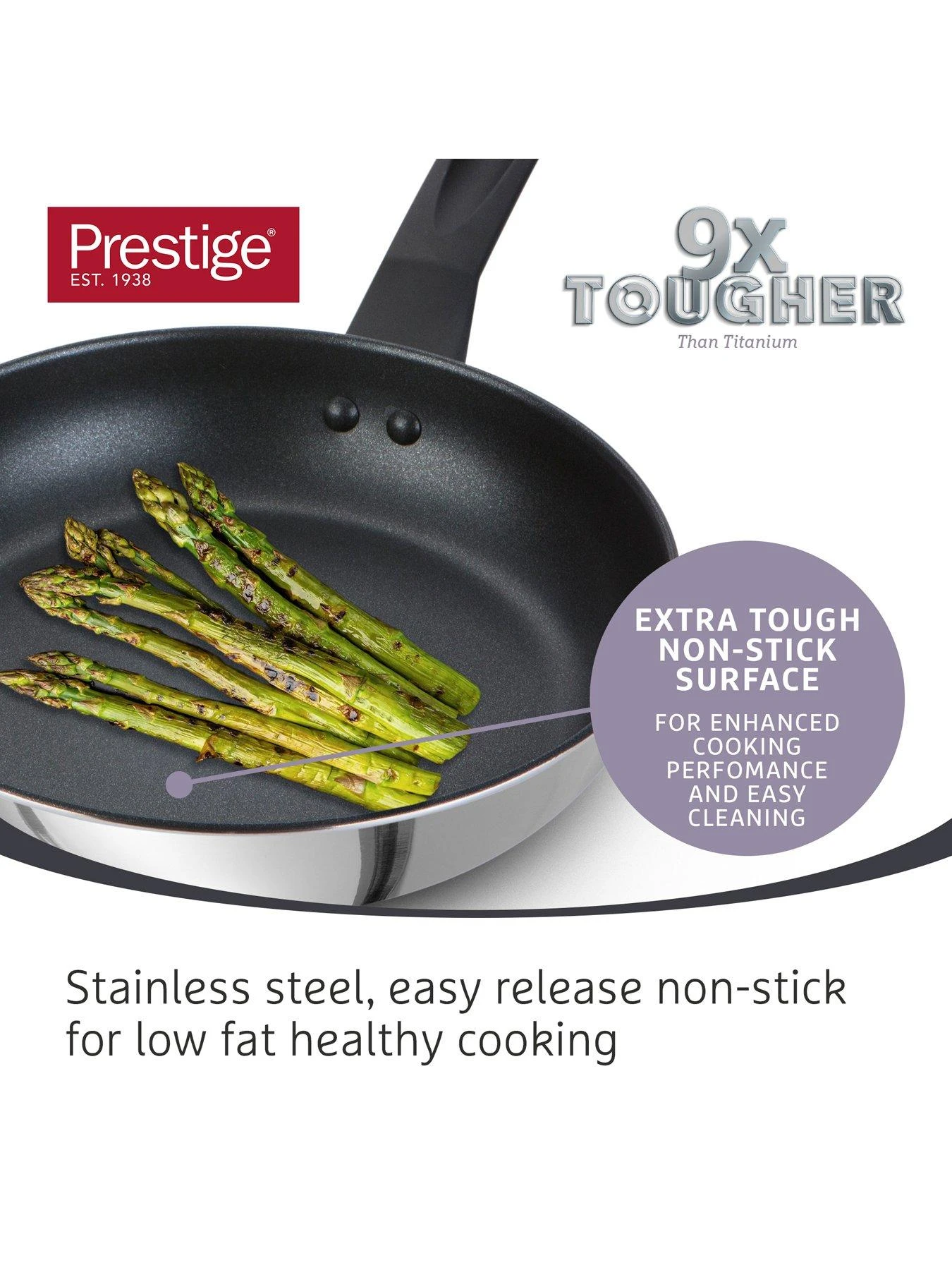 Prestige 9x Tougher Ultra Durable Stainless Steel Non-stick Induction 30cm Stirfrypan With Helper Handle 3 Prestige 9x Tougher Ultra Durable Stainless Steel Non-stick Induction 30cm Stirfrypan With Helper Handle - Image 2