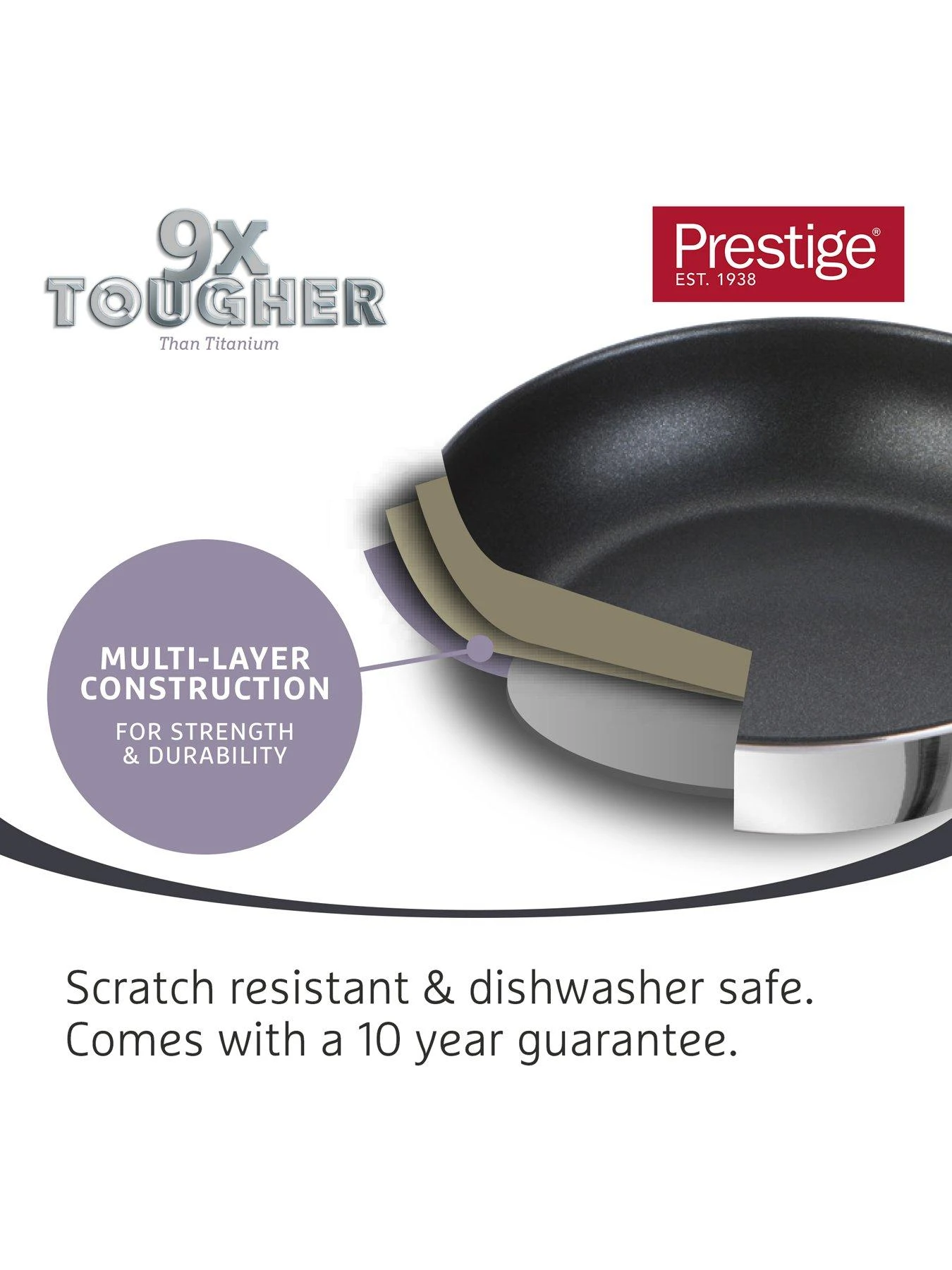 Prestige 9x Tougher Ultra Durable Stainless Steel Non-stick Induction 30cm Stirfrypan With Helper Handle 4 Prestige 9x Tougher Ultra Durable Stainless Steel Non-stick Induction 30cm Stirfrypan With Helper Handle - Image 3