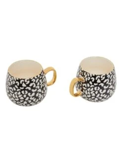 Premier Housewares London Leo Set Of 2 Leopard Mugs -FurniHaven Shop UR4KV SQ2 0000000830 MONOCHROME SLd