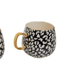 Premier Housewares London Leo Set Of 2 Leopard Mugs -FurniHaven Shop UR4KV SQ6 0000000830 MONOCHROME SLd4
