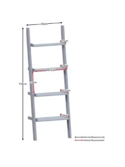 Vida Designs York 4 Tier Ladder Bookcase - Grey -FurniHaven Shop UR58W SQ7 0000000005 GREY DGy