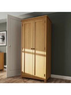 K-Interiors Shelton Part Assembled Solid Wood 2 Door Wardrobe - Rustic Oak -FurniHaven Shop UR7MA SQ2 0000000138 RUSTIC OAK RSr