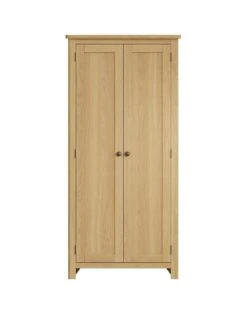 K-Interiors Shelton Part Assembled Solid Wood 2 Door Wardrobe - Rustic Oak -FurniHaven Shop UR7MA SQ3 0000000138 RUSTIC OAK SLa
