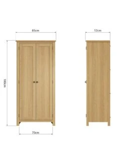 K-Interiors Shelton Part Assembled Solid Wood 2 Door Wardrobe - Rustic Oak -FurniHaven Shop UR7MA SQ7 0000000138 RUSTIC OAK DGy