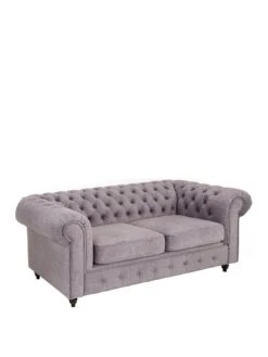 Very Home Laura Chesterfield Fabric 2 Seater Sofa - Grey - FSC® Certified -FurniHaven Shop URLBD SQ4 0000000005 GREY SLa