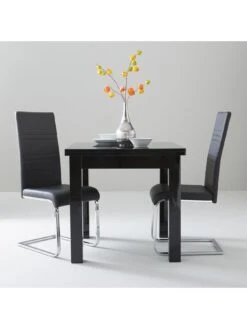 Very Home Pair Of Jet Faux Leather Cantilever Dining Chairs - Black -FurniHaven Shop US478 SQ2 0000000004 BLACK RSr
