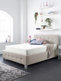 Aspire End Lift Up Linen Ottoman Bed - Natural -FurniHaven Shop UT9XD SQ3 0000000003 NATURAL SLd