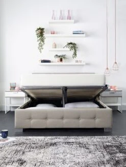 Aspire End Lift Up Linen Ottoman Bed - Natural -FurniHaven Shop UT9XD SQ4 0000000003 NATURAL SLd1